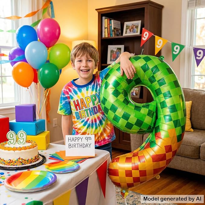 40 Inch Pixelated Foil Number 9 Balloon - Image 6