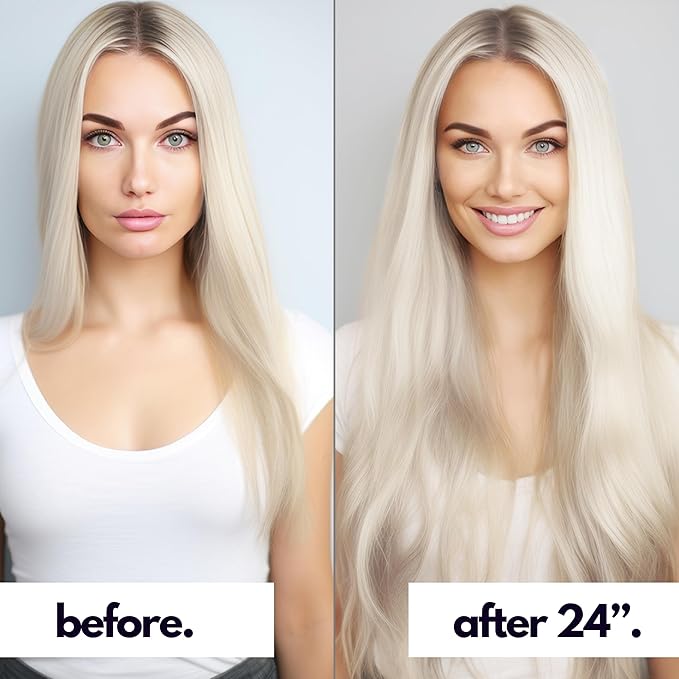Irresistible Me Real Human Hair Extensions Clip Ins – 100% Human Hair Clip In Extensions for Length & Volume – Invisible Extension – Heat Resistant & Dyeable – Icy Blonde, 14 Inches