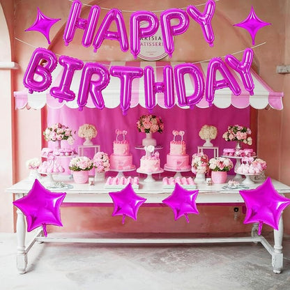 Happy Birthday Balloon Banner Hot Pink, 16 Inch Mylar Foil Letter Balloons - Image 7