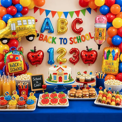 Back to School Balloons 12pcs Welcome School Bus Balloon Colorful Schoolbag - Image 3