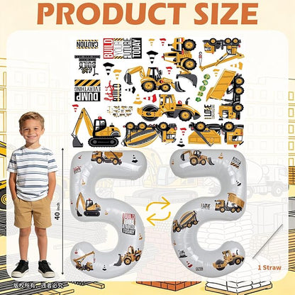 Construction Number 5 Balloon 40 Inch | White Foil Balloon - Image 2