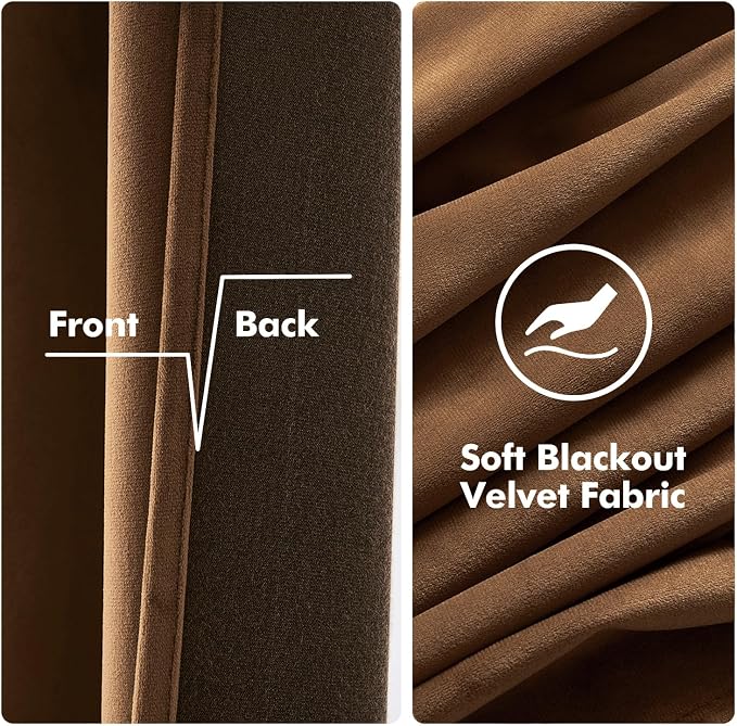 MIULEE Velvet Curtains Chocolate Brown 52 x 108 Inch Length Set of 2 | Extra - Image 3