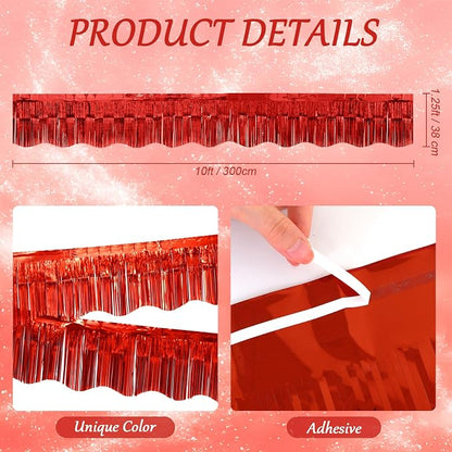 LOLStar Red Foil Fringe Tinsel Garland, Tinsel Streamers Banner, 6 Pack | 60Ft - Image 2