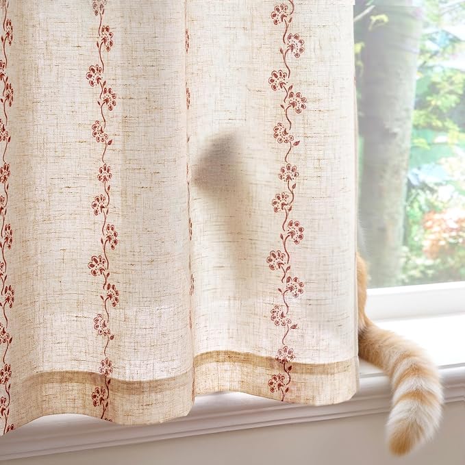 Cathy Linen Floral Curtains 63 inch Length - Image 6