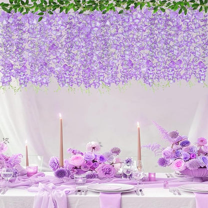 ZINHO 60 Branches Wisteria Hanging Flowers, Artificial Wisteria Flowers Garland - Image 4