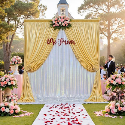10x10ft Shimmer Silver Sequin Backdrop Curtain - Image 6