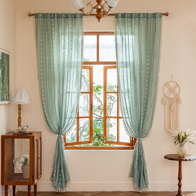 Boho Sage Green Curtains - Image 6