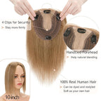 Hair Toppers for Women Real Human Hair No Bangs, 13 * 15 cm Larger Silk Base 150% Density Clip In Topper Hairpieces, Wiglet Top Pieces Add Volume -12 Inch 06 Light Brown