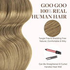 GOO GOO Tape in Hair Extensions Human Hair, 7 Bronde, 16inch 50g 20pcs, Skin Weft Seamless Invisible, Silky Straight with Thick Ends, Remy Human Hair