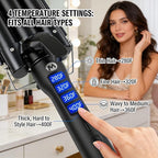 3 Barrel Curling Iron, 1 Inch Ceramic Tourmaline Hair Waver Wand with LCD Temperature Display, Fast Heating Foldable Crimpers for Travel Glove Included (Black)