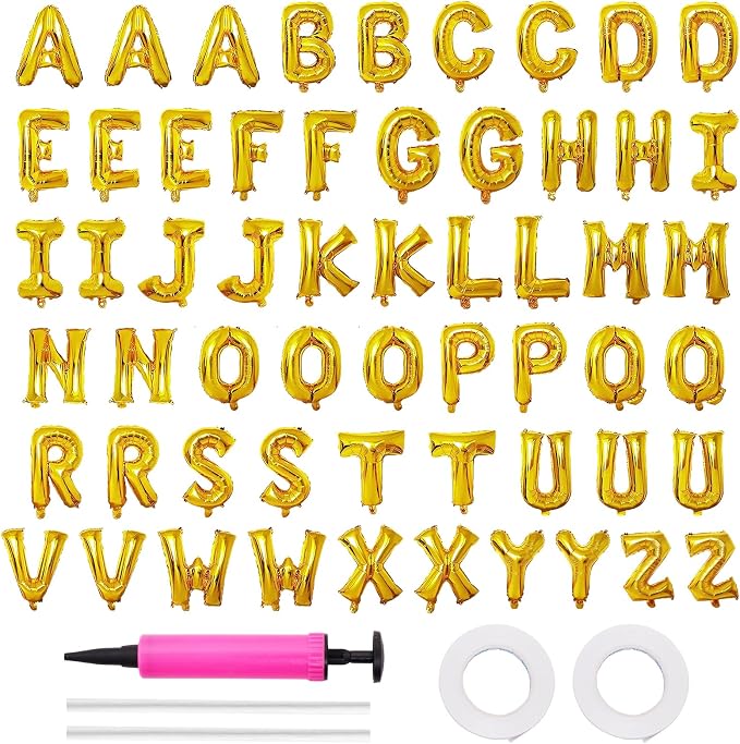58 PCS Letter Balloons Alphabet Letters 2 Sets A- Z & 1 Sets AEIOU 16 Inch Foil by Unknown