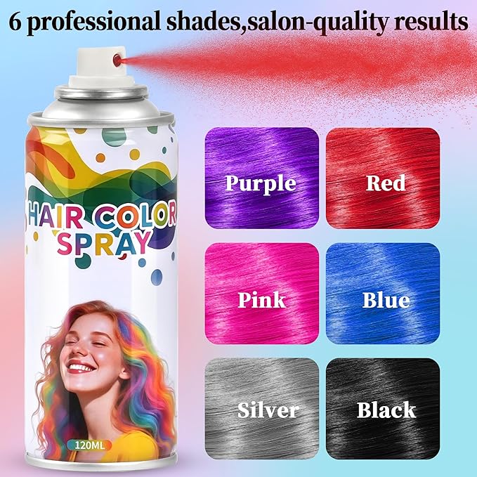 2 Pack Purple Hair spray,Hair spray temporary for Women Kids Men, Washable Temporary Hair Dye Spray，Spray hair color Non-Sticky，For Christmas Party, Halloween Crazy Hair Day,Cosplay Party