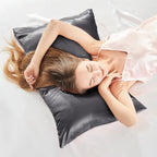 BEDELITE Satin Pillowcase for Hair and Skin, Super Soft Similar to Silk Pillow Cases 4 Pack with Envelope Closure, Cooling Pillowcases for Women Men (20"x30" Queen Size, Dark Grey)