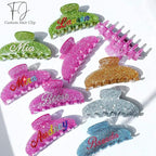 Personalized Colorful Name Hair Claw Clips for Women,Custom Hair Clips with Diamond,Cute Hair Accessories 4",Handmade Rhinestones Hair Clamp Gifts for Mom,Bride,Wife,Bridesmaid（Rose Red Glitter）
