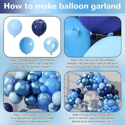HILAVO Blue Balloon Garland Arch Kit Fathers Day Metallic Chrome Pearl Baby - Image 7