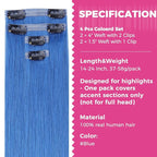 Lashey Seamless Clip in Hair Extensions Human Hair 46g 4pcs 18 Inch Blue Straight Hair Extensions Clip ins with Invisi Edge
