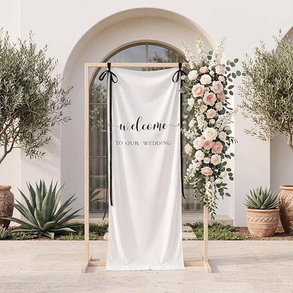 Tingjoo 27 × 78 Inch Welcome to Our Wedding Fabric Banner Long Wedding Party - Image 4