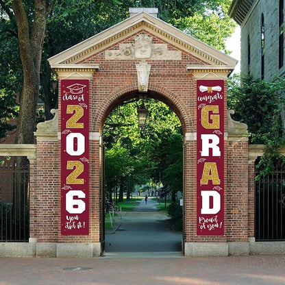 Graduation Decorations 2026 Banner Porch Sign Maroon Burgundy Red Gold - Image 6