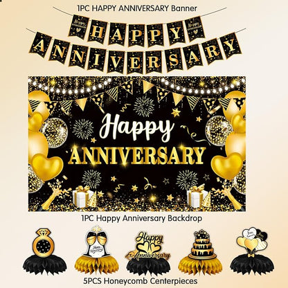 Happy Anniversary Decorations, Backdrop 5.9 x 3.6Ft - Image 3