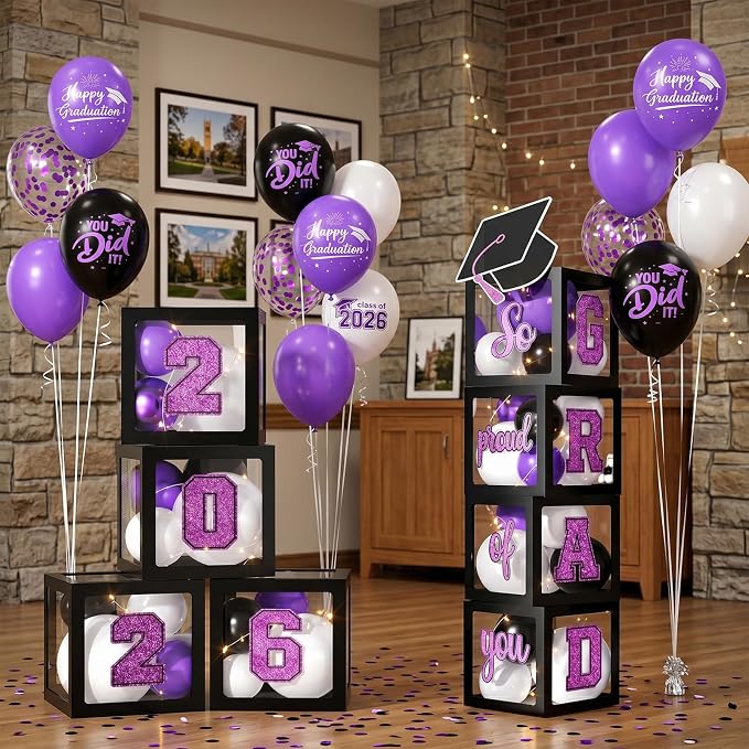 Graduation Decorations Class of 2026-Purple and Black Graduation Party - Image 6