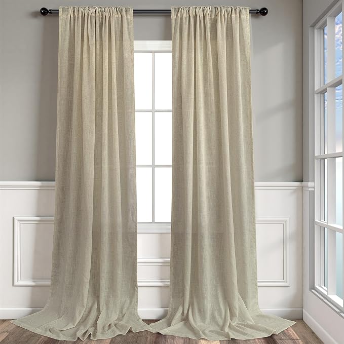 102 Inch Long Curtains Semi Sheer Linen Curtains - Image 9