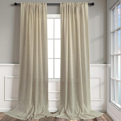 90 Inch Linen Curtains 2 Panels - Image 9