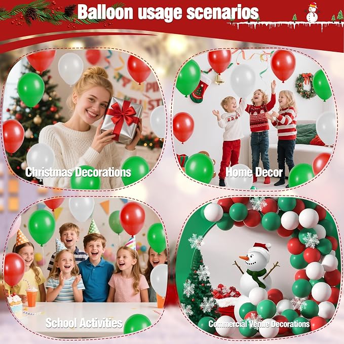 Red White Green Latex Christmas Balloons 45ct 12in | Latex, classic Christmas - Image 4