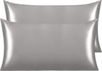 NTBAY 2 Pack Satin King Pillowcases for Hair and Skin, Luxurious and Silky Pillow Cases with Envelope Closure, 20x40 Inches, Grey