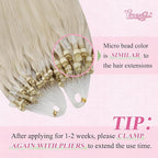 YoungSee Micro Hair Extensions Human Hair Blonde Micro Loop Hair Extensions Real Human Hair Platinum Blonde 18 Inch Beaded Hair Extension Blond 50s Invisible Microlink Extension for Wedding