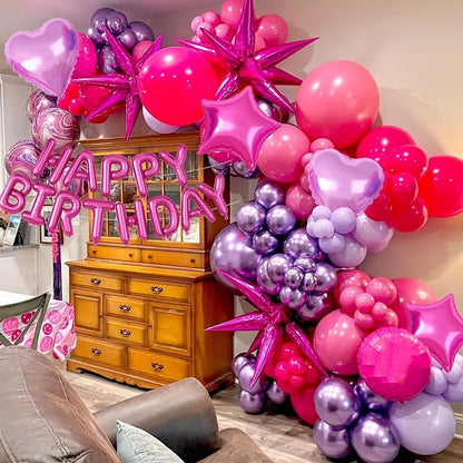 29PC Pink Purple Happy Birthday Balloon Banner, 16Inch 3D Aluminum Letter - Image 5