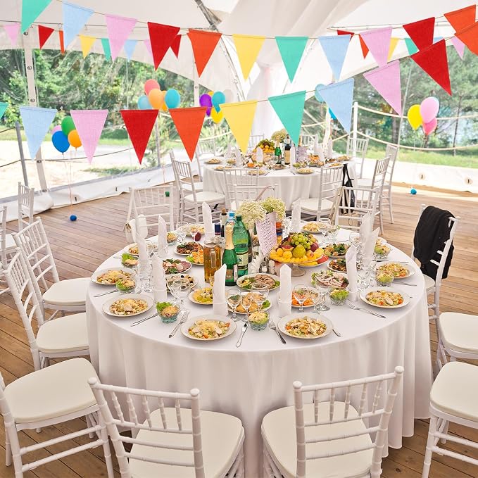 HESTYA 42 Pieces Colorful Pennant Banner Flag Multicolor Bunting Triangle - Image 4
