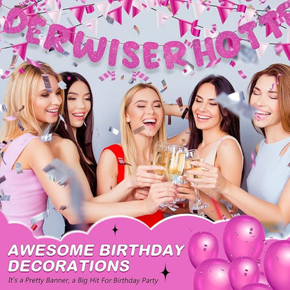 Fulmoon Set of 3 Pre Strung Older Wiser Hotter Glitter Banner Funny Birthday - Image 5