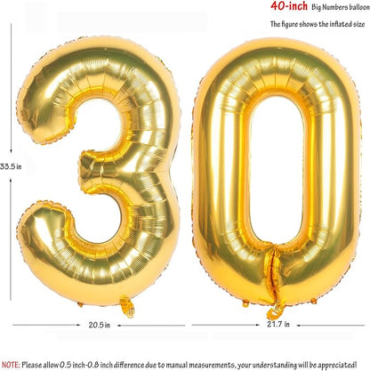 40 Inch gold Number Balloons 30 Helium Foil Mylar Balloon | Birthday Party - Image 2