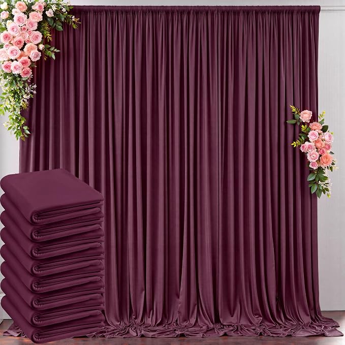 40 ft x 10 ft Wrinkle Free Maroon Backdrop Curtain by Outpain