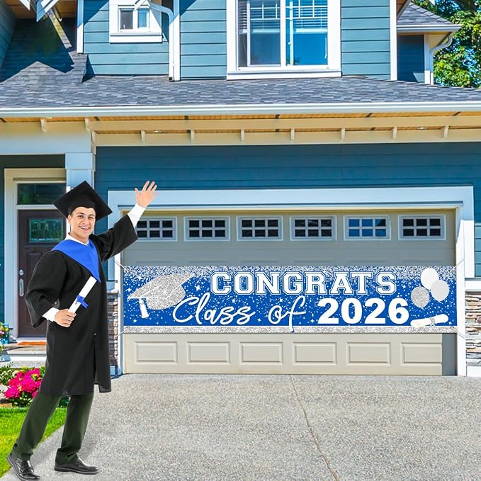 Large Congrats Grad Banner Light Blue Class of 2026 Banner | Backdrop 2026 Yard - Image 6