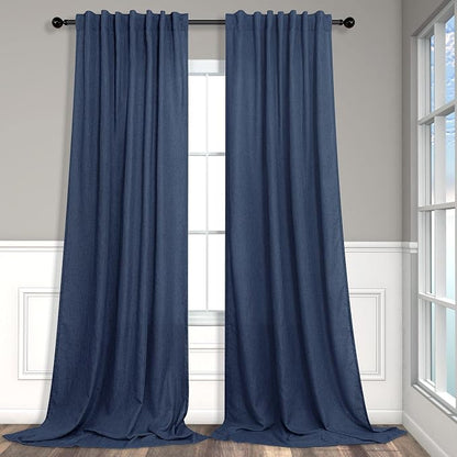 Pitalk Navy Blue Curtains 90 Inches Long by Pitalk