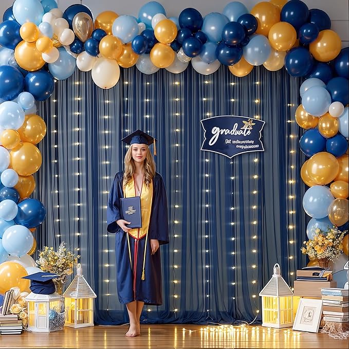 20x10ft Navy Blue Tulle Backdrop Curtain - Image 4