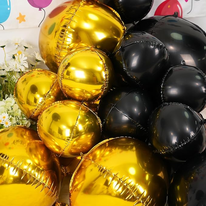 12Pcs Black Round Foil Balloons - Image 7
