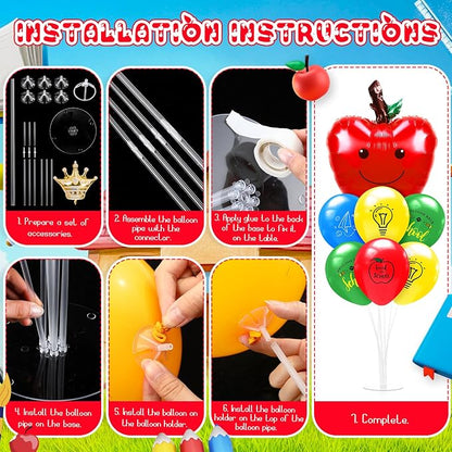 Seematn 2 Set Back to School Balloon Stand Kits Pencil Balloons Sticks Holder - Image 4