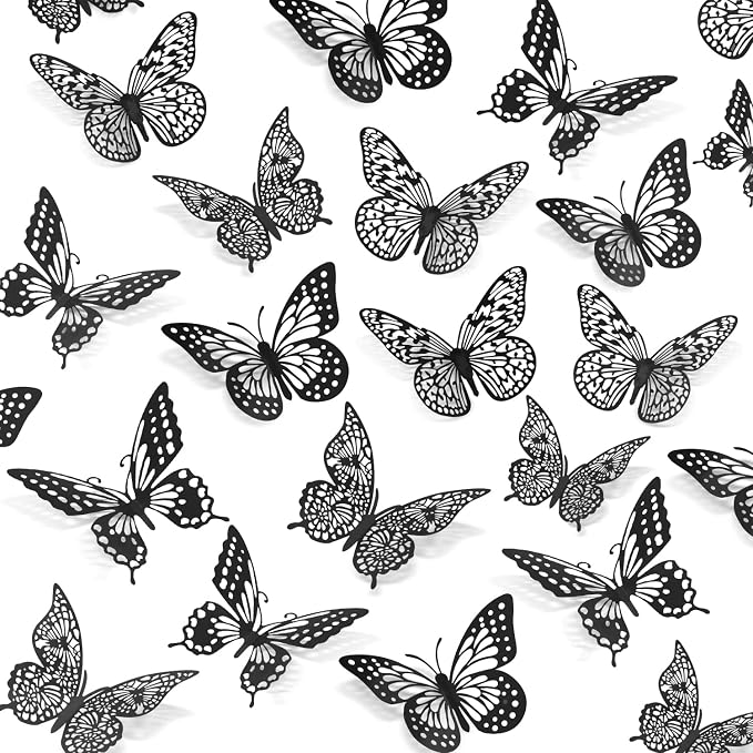 SAOROPEB 3D Butterfly Wall Decor 48 Pcs Black Butterfly Decoration Sticker | 4 by SAOROPEB