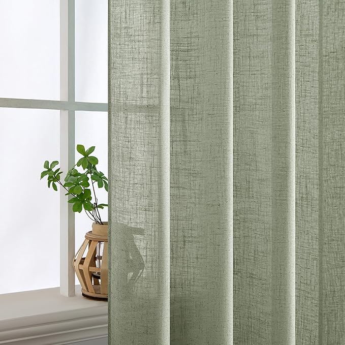 MIULEE Sage Linen Curtains 52x96 Inch Long - Image 5