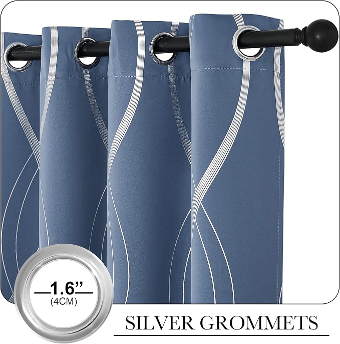 NICETOWN Living Room Curtains 102" Length 2 Panels Burg, Stone Blue, Extra Long - Image 3