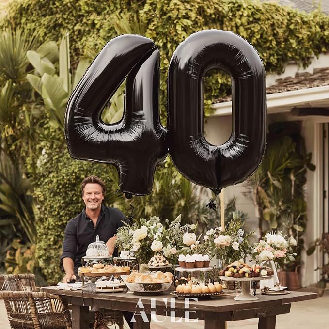 AULE 40 Inch Black 40 Balloon Number Foil 0-9 Birthday Big Numbers | Birthday - Image 4