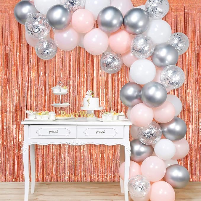 Tinsel Foil Fringe Curtain, 2 Pack Metallic Tinsel Curtain Backdrop - Image 6