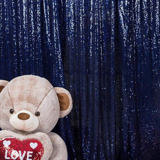 JYFLZQ Navy Blue Sequin Backdrop Curtains 8ft x 8ft 1 Panel Glitter Photo Booth by JYFLZQ