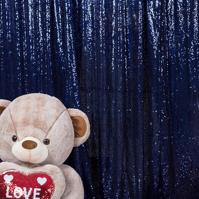 JYFLZQ Navy Blue Sequin Backdrop Curtains 4ft x 6.5ft 1 Panel Glitter Photo by JYFLZQ