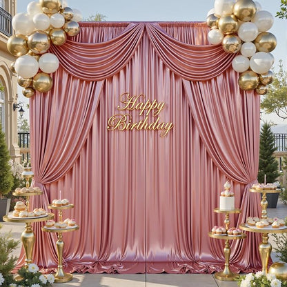 gogoparti 10x12FT Rose Gold Sequin Backdrop Curtain-2 Panels of 5x12FT - Image 7