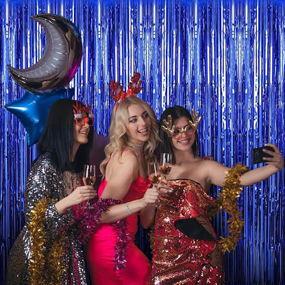 Birthday Party Decorations| 3 Pack 3.3 x 9.9 ft Blue Foil Fringe Curtains Party - Image 5