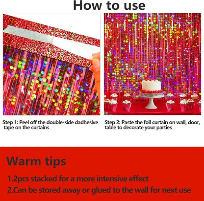 4 Packs Red Foil Fringe Curtain, Baby Shower, Casino Party Decorations Supplies - Image 7