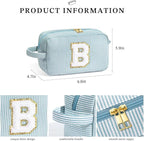 YOOLIFE Travel Makeup Cosmetic Bag - Monogram Cute Initial Makeup Bags Cosmetic Toiletry Bag Pouch Make Up Case for Women Her Best Friend Friendship Teacher, Personalized Birthday Gifts for Women V